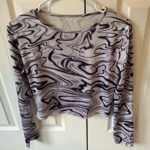 Swirl Pattern Long Sleeve Top— SHEIN Size Large
